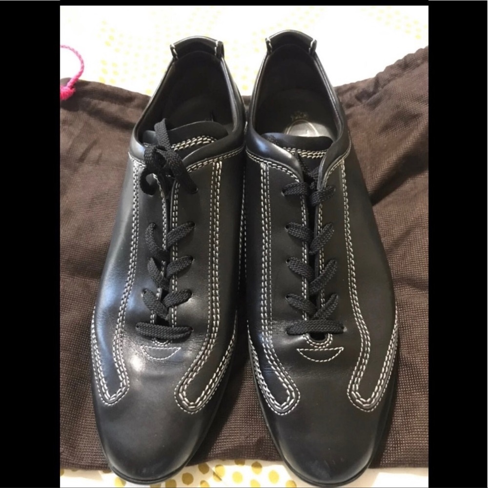 G - Tods Black Leather Lace-up Sneakers